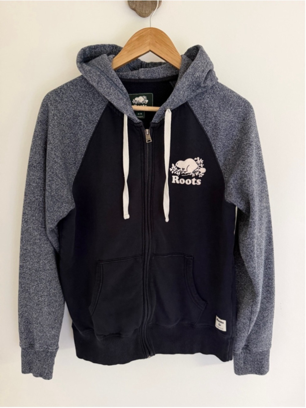 Roots Canada Beaver Logo Colourblock Full Zip Hoodie M